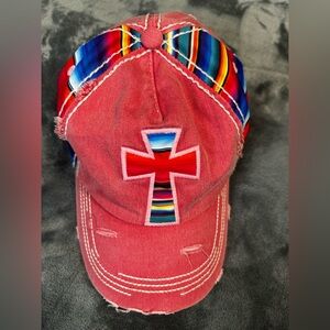 KBETHOS Vintage Red Cap with Multicolor Design
